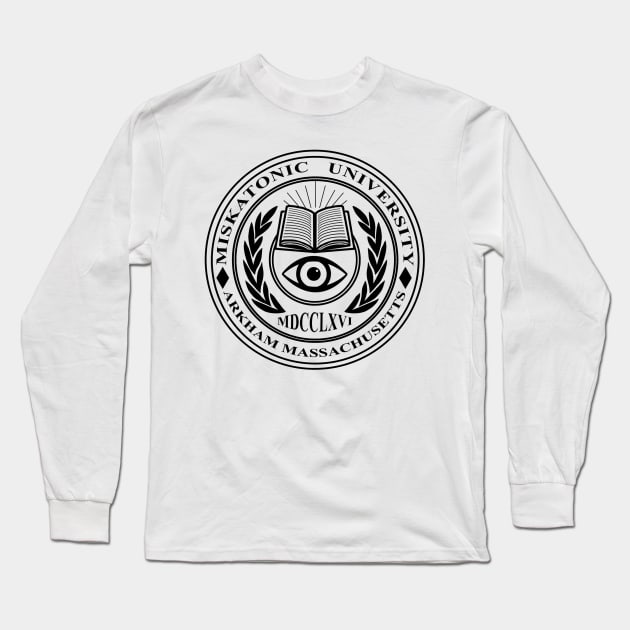 Miskatonic University Crest White - HP Lovecraft Long Sleeve T-Shirt by Duckfieldsketchbook01